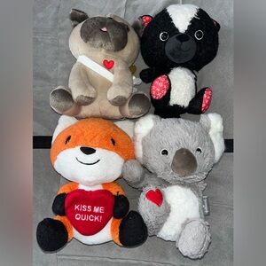 Hallmark Valentine’s Day Plush (Fox, Skunk, Pug & Koala) - EXCELLENT CONDITION